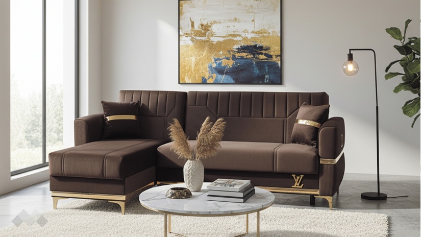 Ъглов диван Верино универсален ъгъл кафяв - изглед 1 - МебелМаг Ъглов диван Верино универсален ъгъл кафяв - изглед 1