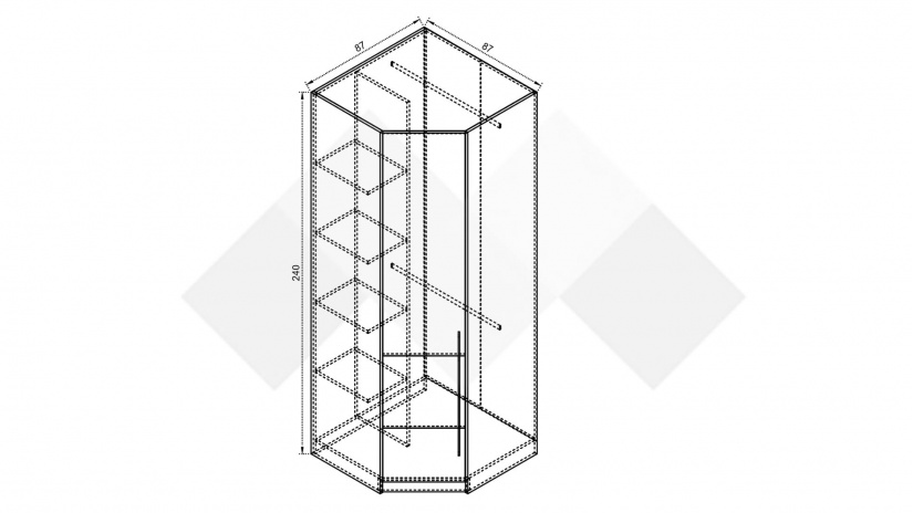 Гардероб Комо ъглови орех селект тъмен с кашмир - изглед 2 - МебелМаг Гардероб Комо ъглови орех селект тъмен с кашмир - изглед 2