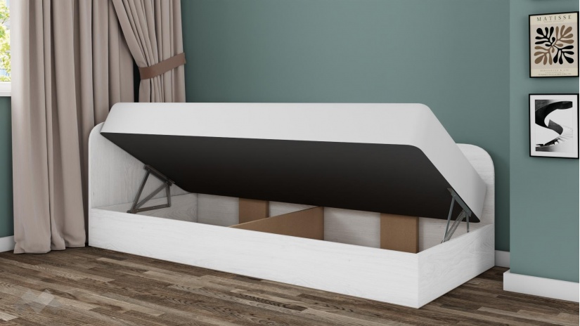 Ъглово легло 82/190 Арго с включен матрак Бонел 82/190 бял фладер - изглед 2 - МебелМаг Ъглово легло 82/190 Арго с включен матрак Бонел 82/190 бял фладер - изглед 2