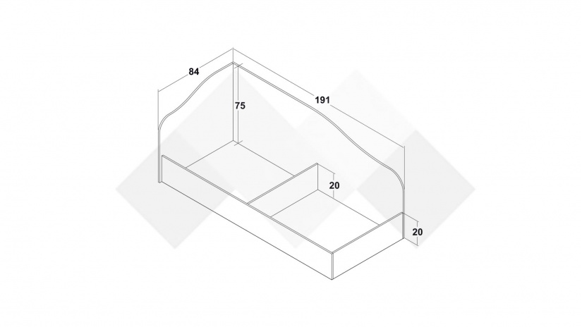 Ъглово легло 82/190 Арго с включен матрак Бонел 82/190 бял фладер - изглед 3 - МебелМаг Ъглово легло 82/190 Арго с включен матрак Бонел 82/190 бял фладер - изглед 3
