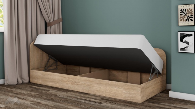 Ъглово легло 82/190 Арго с включен матрак Бонел 82/190 дъб сонома - изглед 2 - МебелМаг Ъглово легло 82/190 Арго с включен матрак Бонел 82/190 дъб сонома - изглед 2