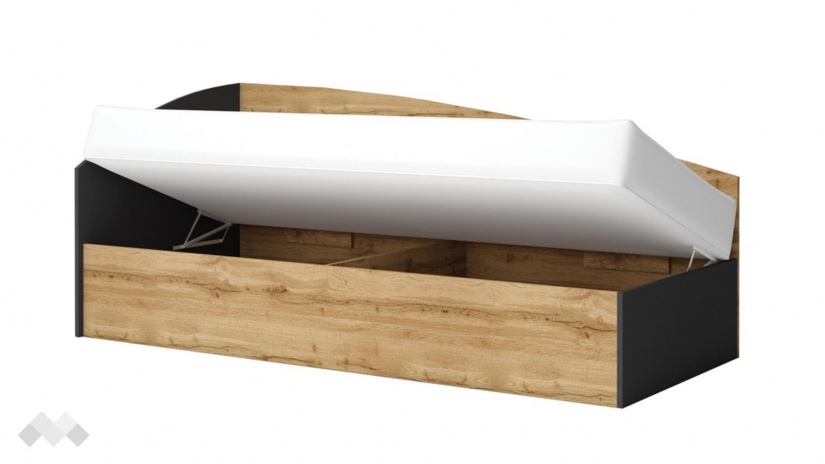 Ъглово легло 82/190 Борей с включен матрак Бонел 82/190 дъб вотан светъл с антрацит - изглед 2
