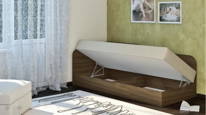 Ъглово легло 82/190 Тексас с включен матрак Бонел 82/190 орех адмирал - изглед 2 - МебелМаг Ъглово легло 82/190 Тексас с включен матрак Бонел 82/190 орех адмирал - изглед 2