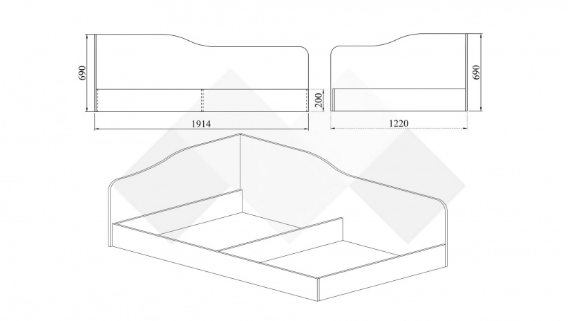 Ъглово легло 120/190 Тексас тъмна сонома - изглед 3