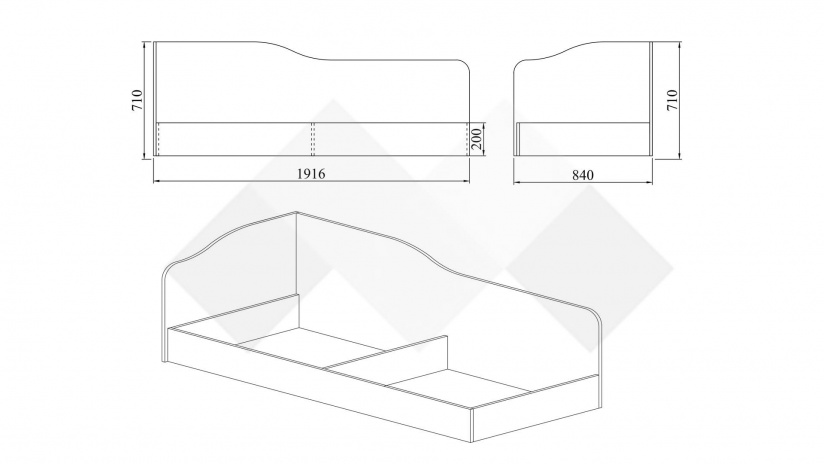 Ъглово легло 82/190 Тексас с включен матрак Бонел 82/190 тъмна сонома - изглед 3 - МебелМаг Ъглово легло 82/190 Тексас с включен матрак Бонел 82/190 тъмна сонома - изглед 3