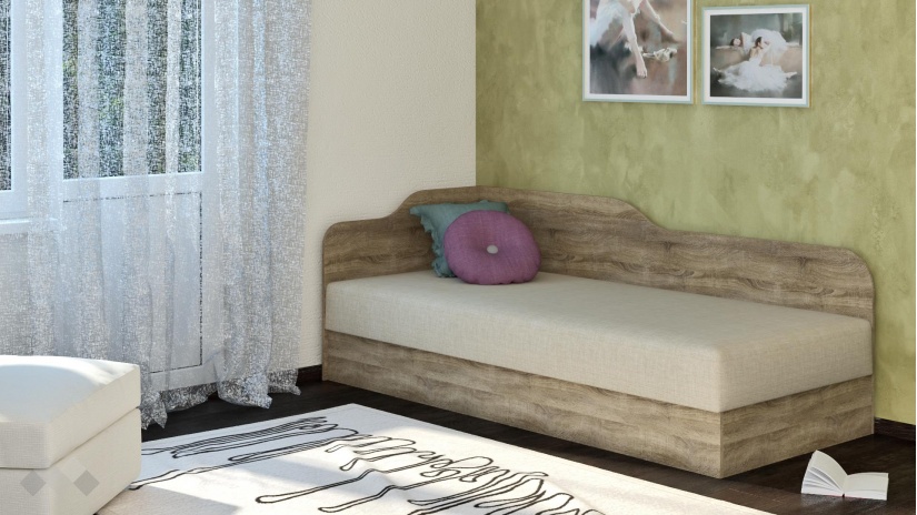 Ъглово легло 82/190 Тексас с включен матрак Бонел 82/190 тъмна сонома - изглед 1 - МебелМаг Ъглово легло 82/190 Тексас с включен матрак Бонел 82/190 тъмна сонома - изглед 1