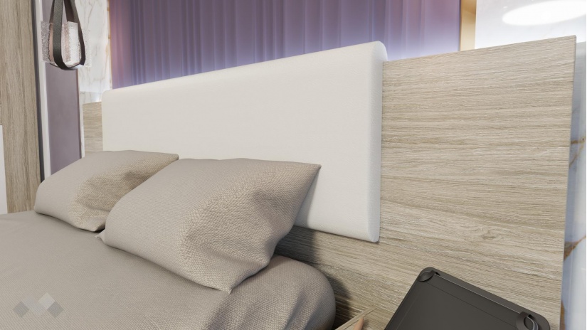 Спален комплект Дарк с включен матрак Бонел 160/200 дъб ойстър с бял гланц - изглед 6 - МебелМаг Спален комплект Дарк с включен матрак Бонел 160/200 дъб ойстър с бял гланц - изглед 6