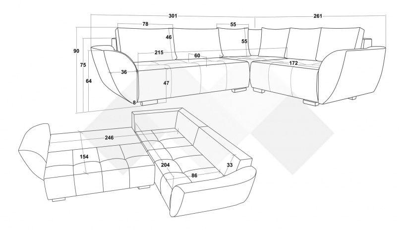 Ъглов диван Сиера с посока зелен - изглед 5