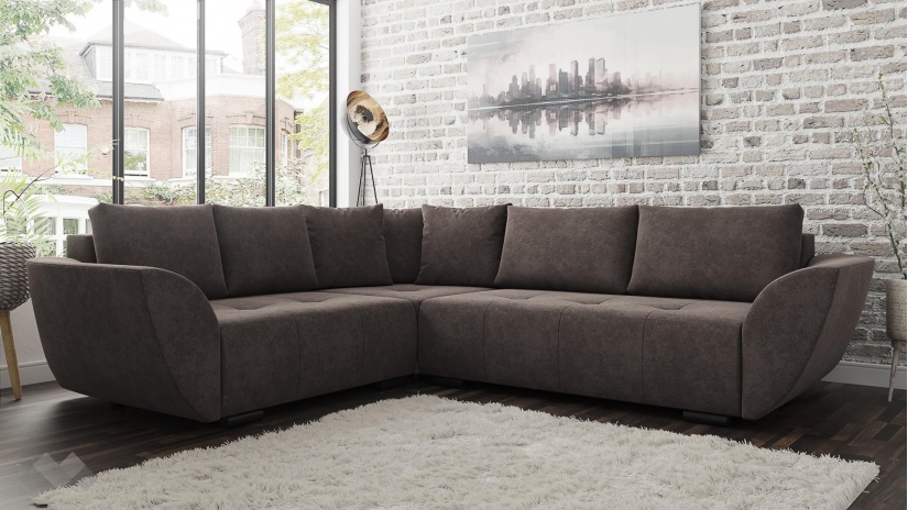 Ъглов диван Сиера с посока кафяв - изглед 1 - МебелМаг Ъглов диван Сиера с посока кафяв - изглед 1