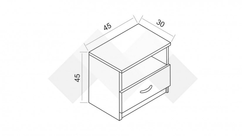 Нощен шкаф Малена светъл вотан с антрацит - изглед 2