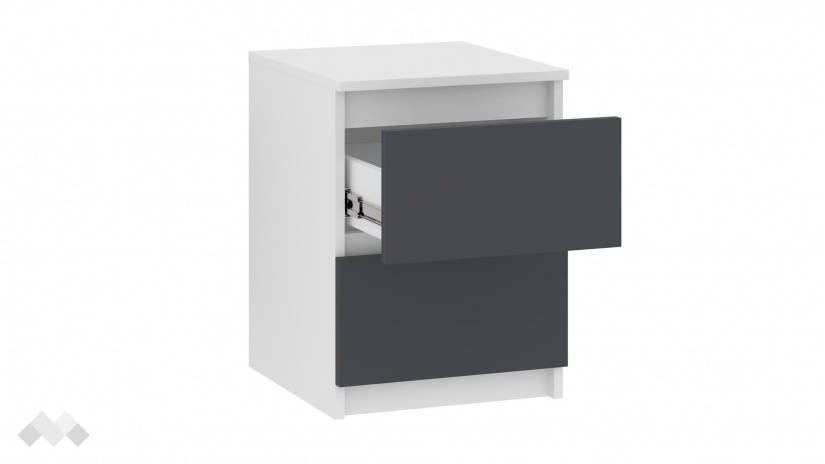 Нощен шкаф Никола бял с антрацит - изглед 3 - МебелМаг Нощен шкаф Никола бял с антрацит - изглед 3